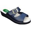 Sanital Light 1363 Ciabatte Donna in Pelle, Soletto Anti-Shock, Zeppa 4cm, Traspiranti, Fibbia Regolabile, Suola Leggera, Punta Aperta, Made in Italy - BLU 41