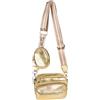 styleBREAKER Set di borse a tracolla da donna 2 pezzi, tracolla con motivo e borsa ovale, borsa a tracolla rettangolare monocolore 02012405, colore:Oro metallizzato