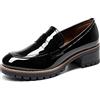 Dream Pairs Mocassini da Donna, Mocassini con Plateau e Tacco Grosso, Mocassini da Donna Eleganti e da Lavoro, Scarpe da Lavoro Casual e Scolastiche, Pat Nero, 37.5 EU