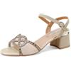 QUEEN HELENA Sandali Eleganti con Strass con Tacco Basso Donna ZM9965 (Oro, Sistema Taglie Calzature EU, Adulto, Donna, Numero, Media, 39)