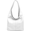 ITALYSHOP24 OBC Made in Italy - Borsa a tracolla da donna in pelle, bianco, ca.: 40x28x14 cm (BxHxT)