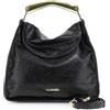 CAFèNOIR - Borsa Effetto Pelle Lucida Con Manico Metallico, Da Donna, Colore Nero, Taglia Unica