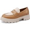 QUEEN HELENA Mocassini Rialzati Francesine Platform Casual Eleganti Donna X32-55 (Camel, Sistema Taglie Calzature EU, Adulto, Donna, Numero, Media, 35)