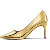 Zhabtuc Décolleté Stiletto in Pelle Verniciata, Punta Chiusa, Tacco 8 cm per Sposa & Ballo, Oro, 39 EU