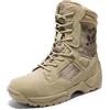 NORTIV 8 Uomo Stivali Militari da Lavoro Tattici da Uomo Escursionismo Pelle Anfibi Stivali da Combattimento,Size 42,Sabbia Camo,Response
