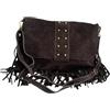 Jaime de Juan Leather Borsa a tracolla con frange e borchie in camoscio italiano. Cinturino regolabile e intercambiabile. Chiusura con cerniera. Interno foderato con tasca integrata., Marrone cioccolata, M
