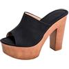 Generic Sandali da donna con zeppa aperta e tacco grosso, alla moda, eleganti, morbidi sandali imbottiti, antiscivolo, con supporto per arco plantare, scarpe comode per interni ed esterni, Nero , 40 EU