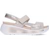 CALLAGHAN - Sandalo in pelliccia,a pala,distalonato,striscia alla caviglia con chiusura adesiva,zeppa con suola bianca per: donna, biancaneve, 39 EU
