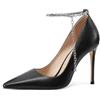 QUEEN HELENA Décolleté con Tacco a Spillo Scarpe Eleganti con Cinturino con Strass Donna K3690 (Nero Pu, Sistema Taglie Calzature EU, Adulto, Donna, Numero, Media, 37)
