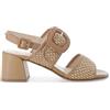 Melluso Sandalo in Pelle Beige con Raffia Intrecciata e Fibbia 41 / Beige