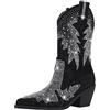 Feinlina Donne scintillanti Strass Bling Cowgirl Camoscio Stivali Occidentali Lucido Punta a Punta Goffo Tacco Glitter Alla Caviglia