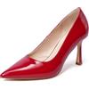 GENSHUO Tacco Alto 10 cm Punta Affilata Eleganza e Comfort Scarpe Classiche in Vernice e Glitter per Matrimoni Lavoro, Rosso, 38.5 EU