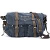 Avirex Borsa a Tracolla Uomo Da Viaggio o Lavoro in Stile Militare Con Finiture in Vera Pelle Bovina e Canvas per PC Laptop o portadocumenti o Zaino a Tracolla (Blu)