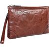 Balidiya Pochette in Vera Pelle per Uomo, Borsa da Polso e da Lavoro Grande a Busta, Marrone, Large