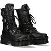 NEW ROCK Stivaletto stile militare gotico M.WALL373-S6 per uomo e donna in pelle bovina nera con platform 4 cm e tacco 6 cm, suola PU Ultra cucita, collezione Metallic TAGLIA 44
