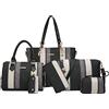 2E-youth Women's Set Tote Handbag Satchel Shoulder Bag Purse, L, 2 g-strisce-nero