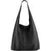 MODELISA - Borsa sacco in pelle scamosciata Shopper Made In Italy Donna, Nero , Talla única