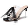 LarDorLin Tacco a Spillo Mules Donna Trasparente Pantofole Punta Aperta Sposa Ciabatte Eleganti Festa Tacco Alto con Cristalli Finto Nero Numero 40.5 EU (42 Cn)