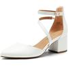 DREAM PAIRS Scarpe Tacco Donna Eleganti Decollete a Cinturini Incrociati Punta Chiusa Sposa Decolte Tacco Medio Largo,Size 40,Bianco-Pu,SDPU2354W