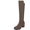 DREAM PAIRS Stivali Donna Ginocchio Tacco Blocco | Eco-pelle scamosciata, fodera pelliccia, tacco 5,8 cm, zip laterale, suola TPR, eleganti e caldi.
