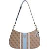 GUESS borsa a tracolla Noelle II Top Zip Shoulder Bag Latte Logo/Light Blue marrone chiaro