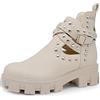 IF Fashion Scarpe da Donna Stivali Stivaletti Biker Fibbie Borchie Primaverili Traforati GR-6608 beige N.39