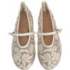 Omfpafeu Ballerine in Rete da Donna, Modello Mary Jane con Ricami Floreali e Punta Tonda, Scarpe Slip-on comode e Casual per Tutti i Giorni