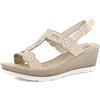 inblu Sandali Donna in Ecopelle con Zeppa e Brillantini, Plantare Imbottito e Cinturno Regolabile, Platino, 38