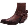ABFRCVFY Stivali da moto da uomo Western Cowboy Stivaletti Retro a punta tacco basso in pelle Stivali da motociclista Stivali Hort Stivali da cavallo, Rosso 01, 42 EU