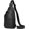 newsbirds Borse Petto Borsa Crossbody Pelle Zaino Spalla Monospalla Pelle Marsupio Zainetto Piccolo Sling Bag Borsello a Tracolla per Uomo Viaggio Trekking Camminare, 9342 nero