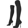 Ulalaza Stivali alti ginocchini eleganti da donna Stivali alti artificiali in pelle scamosciata artificiale Inner punta a punta con cerniera a medio tallone gambe gambe per camminare per camminare