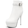 Bviennic Donna Eleganti Punta Rotonda Plateau Tacco Alto Polacchine
