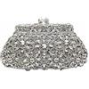 Boutique De FGG Fiore Pochette e Clutch Cristallo Donne Borse da Sera Corona Sposa Borsetta da Matrimonio com Strass,Mini,Argento