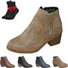 SYT-MD Stivaletti ortopedici da Donna in Pelle con Tacco Medio, Stile retrò, Traforati, con Cerniera Laterale(Khaki,40 EU)