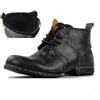 OSSTONE Nero Winter Stivali da moto per uomo Caviglia camminare moda Pelle fleece inside Chukka Stivali Uomo Scarpa Casual OS-6015-2,fleece black，US10.5(EU44.5)