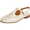 TTOUDRY Sandali Estivi Francesi Con Punta In Morbida Pelle Retrò Per Donna, Scarpe Da Pescatore Lavorate A Mano, Tacco Basso E Sandali Con Retro Vuoto
