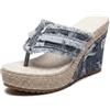 Yancremio Sandali Con Zeppa in Denim A Punta Aperta Da Donna Infradito in Denim Con Plateau Sandali Con Zeppa Per Vacanze Estive Al Mare (Blu-grigio,43)