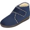 BAWAL Pantofole alla Caviglia Calde da Donna con Fodera Interna in Lana di Pecora Chiusure a Strappo 36-41 EU (Blu marino, 38)