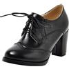 LarDorLin Brogue Oxford Tacco a Blocco Donna Cordoncino Lavoro Derby