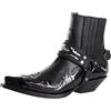 ABFRCVFY Stivali da moto da uomo Western Cowboy Stivaletti Retro a punta tacco basso in pelle Stivali da motociclista Stivali Hort Stivali da cavallo, Nero 01, 44 EU