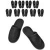 UINOFER 10 paia di pantofole spa monouso in velluto di cotone con dita chiuse per casa, camera da letto, bagno, interni, hotel o uso commerciale, Nero , X-Large