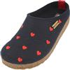 HAFLINGER Grizzly Cuoricini Felt Slipper Cork Medium Blue, taglia 39