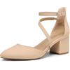 DREAM PAIRS Scarpe Tacco Donna Eleganti Decollete a Cinturini Incrociati Punta Chiusa Sposa Decolte Tacco Medio Largo,Size 36.5,Nude-Nabuk,SDPU2354W