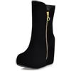Bviennic Donna Zeppa Stivali con Cernieras Tacco Alto Stivaletti Punta Rotonda Zip Moda Serata Polacchine, K243604Yv Nero Numero 36.5 EU/37Cn