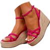 Générique Sandali da donna estivi comodi sandali con zeppa per donna, espadrillas, piattaforma e top. Punta aperta alla moda e versatile. Boemia Perla Pelle Scarpe