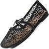 Generic Ballerine da donna in pizzo ricamato, eleganti scarpe Mary Jane floreali con fiocco, casual, comode, punta quadrata, Nero , 39 EU