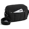 bagsmart Borsa a tracolla da donna, borsa da viaggio, borsa a tracolla gonfia, con scomparti RFID, Nero , 4.7L