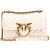 Pinko Love One Mini Dc Sheep Nappa Chevron, Borsa Donna, Z14q_bianco Seta-antique Gold, Taglia unica