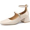 QUEEN HELENA Décolleté con Tacco Basso Scarpe Eleganti con Doppio Cinturino Donna ZM9931