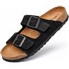 GONKOS®, Sandali in Pelle con Fibbie, Vera Pelle, Sughero Naturale, Fibbie Regolabili sul Piede, Sandali Uomo/Donna, Suola Antiscivolo in EVA, Sandali di Qualità Made in Spain
